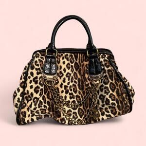 Black and brown leopard print shoulder bag